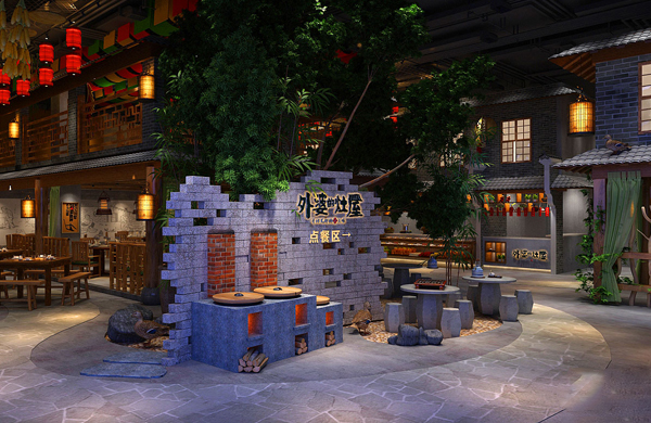 外婆的灶屋——湘菜空间设计_东莞品牌设计公司_深圳比高创意擅长品牌策划_VI设计_包装_logo设计_作品案例_连锁空间