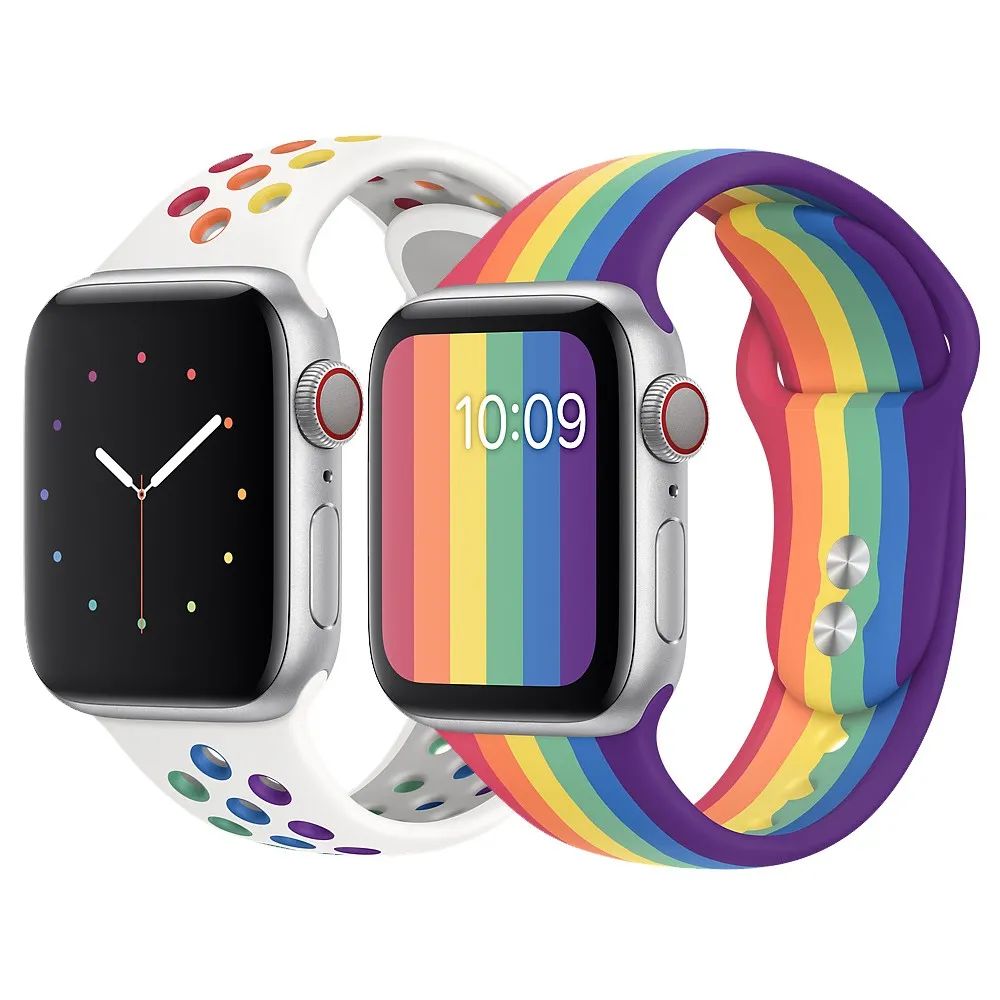 苹果彩虹配色表带版Apple Watch展示