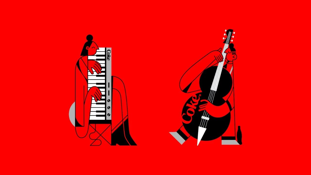 乌克兰可口可乐音乐节限量版包装设计插画展示