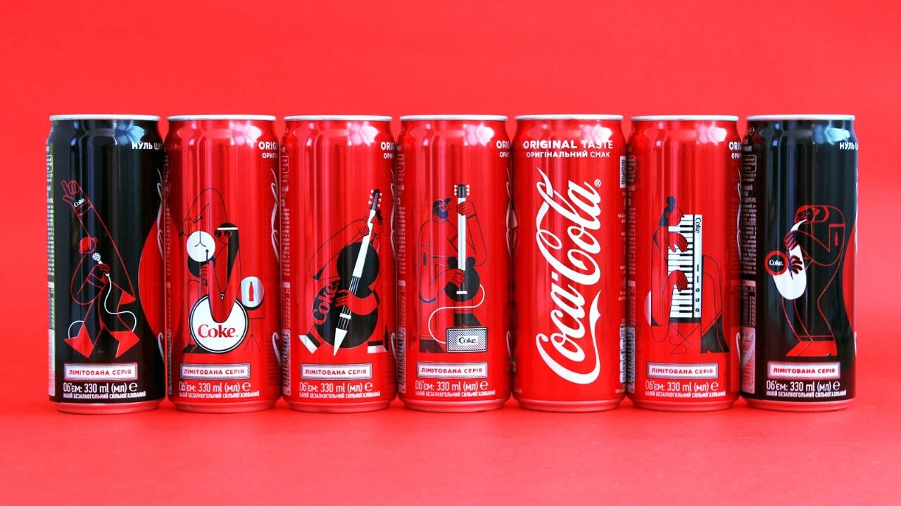 乌克兰可口可乐音乐节限量版包装设计形象展示