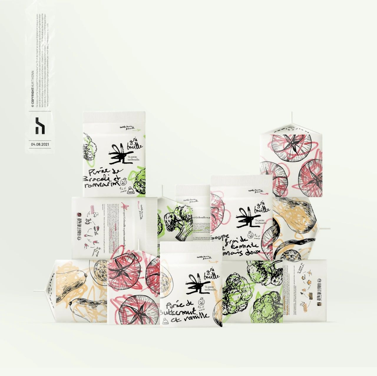 Gribouille儿童食品品牌设计包装设计涂鸦效果