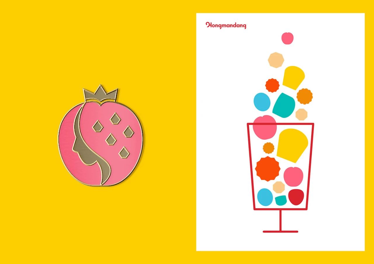 Hongmandang韩国甜品咖啡馆品牌设计图形应用