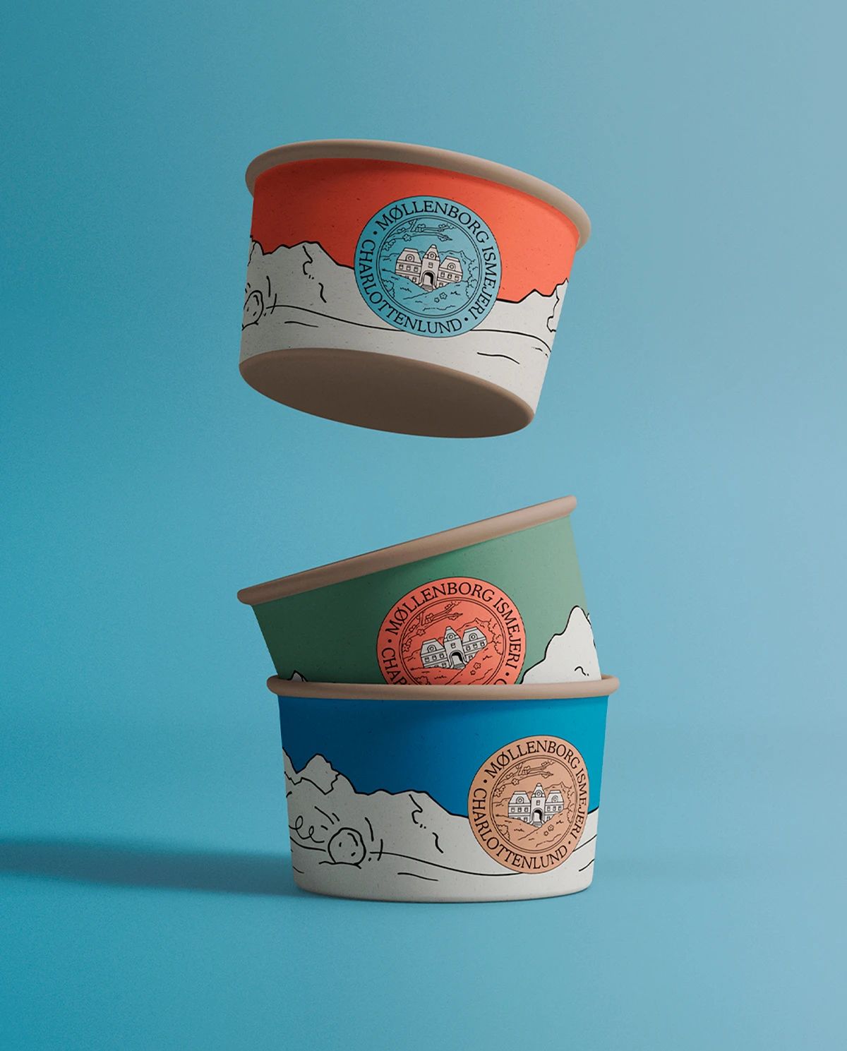 丹麦冰淇淋店品牌设计包装插画设计